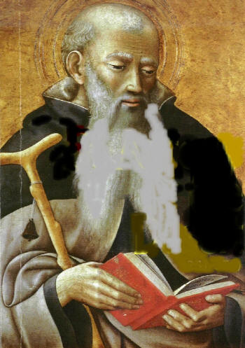 Icon image of Saint Anothony of Egypt with book and cane