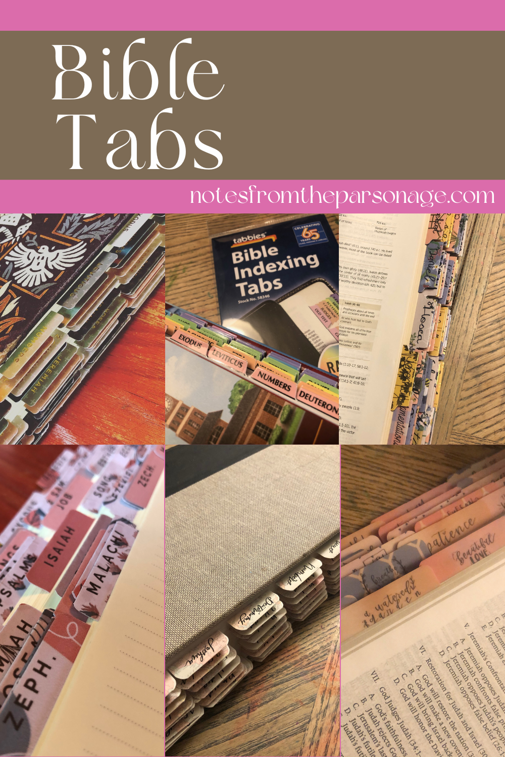 Image collage of several different Bible tabs with the title "Bible Tabs"