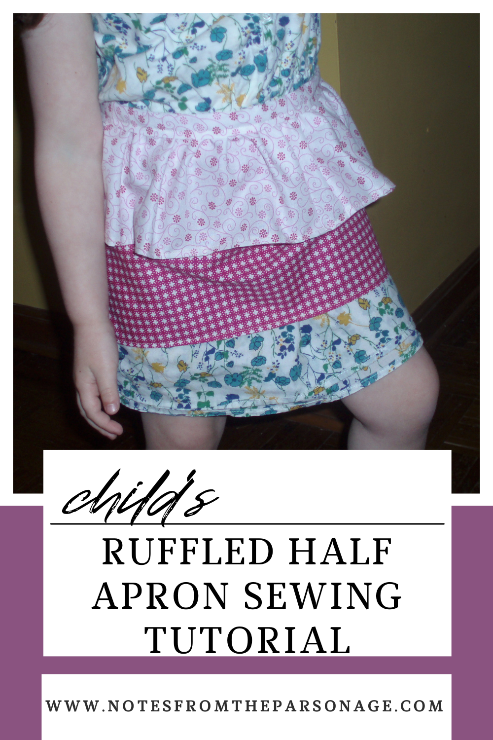 Half apron sewing tutorial for ruffled child size apron